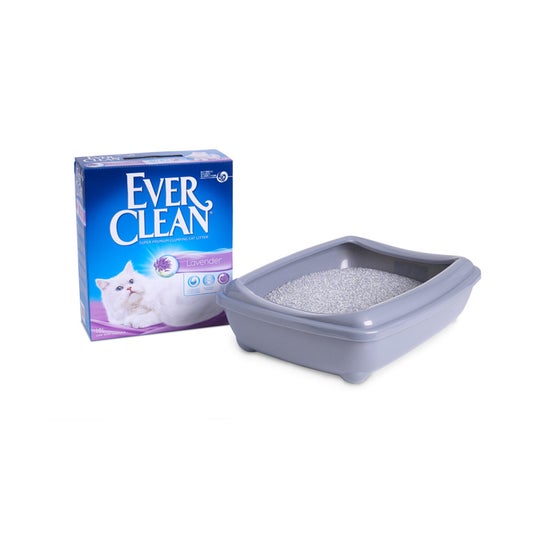 Ever Clean Super Premium Clumping Cat Litter Lavender Scent Product Image with the tray